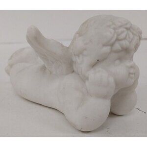 Angel Figurine Ceramic Bisque- Reclining Position- By Vigor